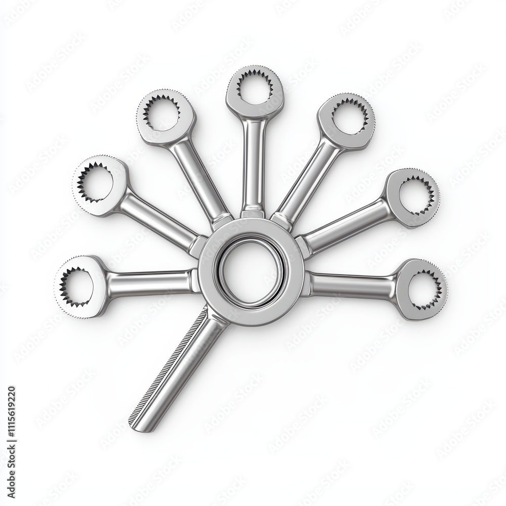 Aufkleber set of metallic allen keys arranged in circular pattern, showcasing their unique shapes and sizes