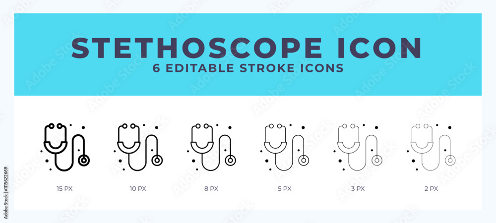 Poster stethoscope stroke icon for web. mobile apps and ui.