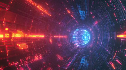 2d illustration Abstract futuristic electronic circuit technology background.