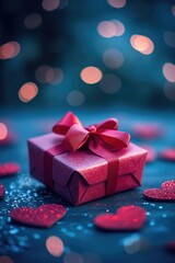 Fototapeta premium Pink Gift Box with Red Bow