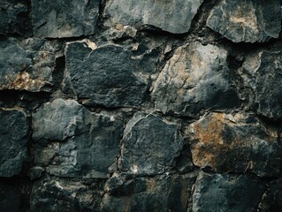 Fototapeta premium Black stone wall with small hole