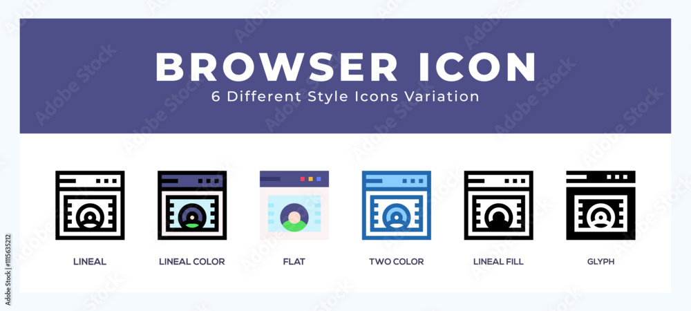 Poster browser icon in different style vector illustration.