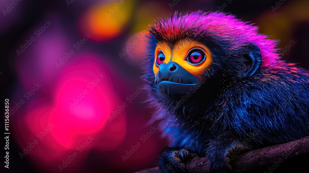 Aufkleber a monkey perched on a branch in sharp focus against a blurred background