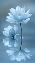 Serene Blue Water Lilies Peaceful Bloom for Meditation and Tranquility Wallpaper Background