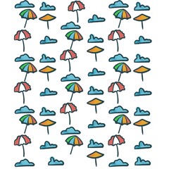 Isolated seamless pattern pack set of umbrellas and clouds summer background white background hand drawn 