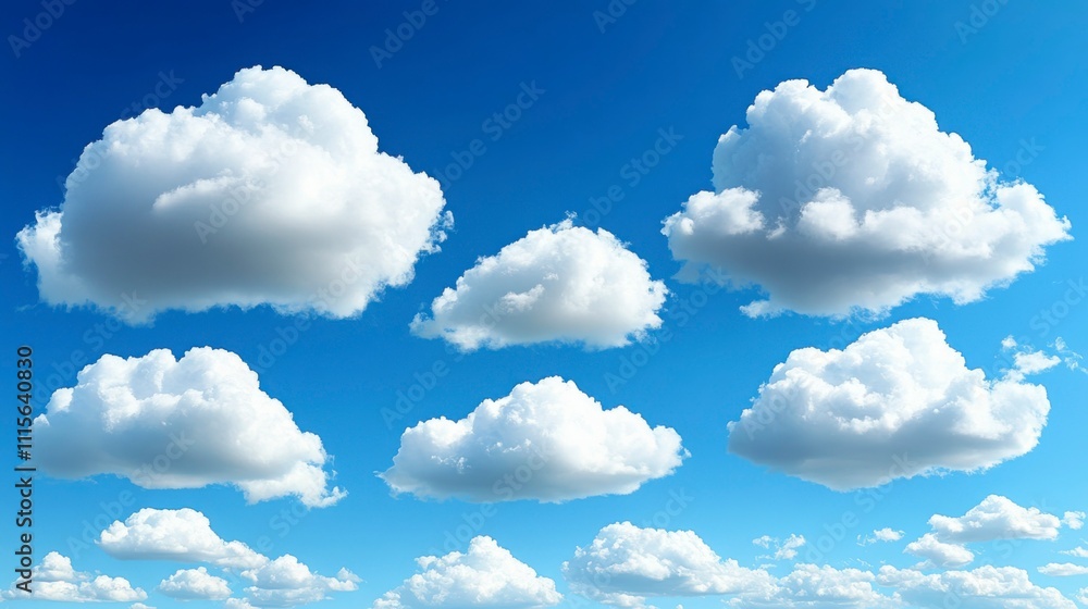 Wall mural a calm sky filled with soft cumulus clouds gently floating by creating a serene atmosphere perfect f