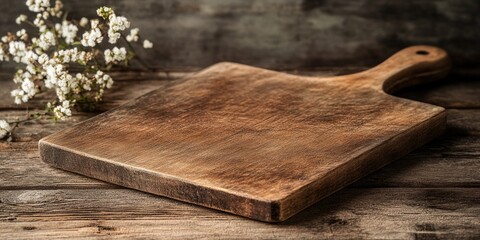 Fototapeta premium Wooden cutting board on table