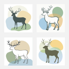 Naklejka premium Christmas reindeer ornaments vector illustration