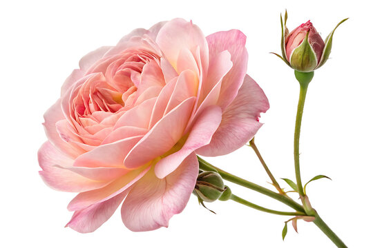 Rosa damascena flower PNG  on white background.AI GENERATED