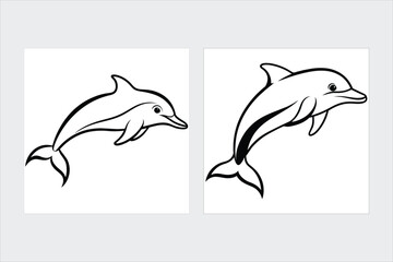 Fototapeta premium Dolphin jumping vector illustration