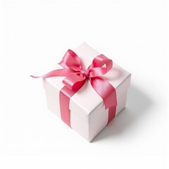 Obraz premium wrapped gift box with ribbon isolated on a solid white background for web, print or creative projects. AI Rendered. White background easily removed for integration into your projects.