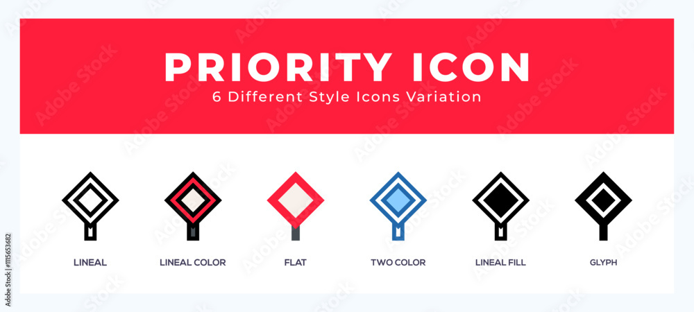 Poster priority icon in filled. thin line. outline stroke and flat style.