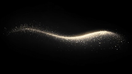 Fototapeta premium 黒い背景とキラキラした粒子が波の様に舞うCG画像