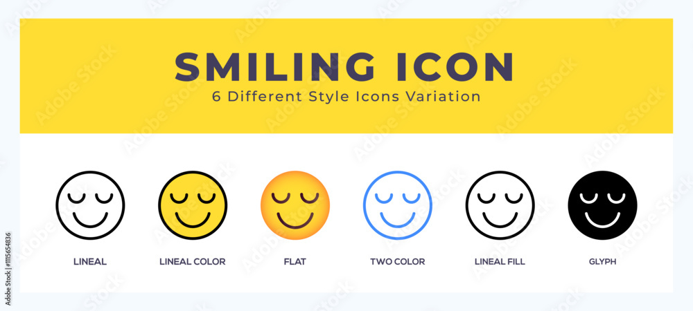 Poster smiling icon set with different styles. vector illustration.