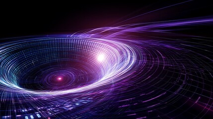 Obraz premium Abstract Cosmic Swirl with Vibrant Colors and Energetic Light Trails in a Dark Background