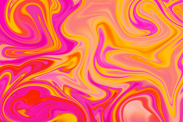 Abstract background of magenta yellow color from twirling waves. Background for design. Marble ink colorful. Can be used for background or wallpaper. Good for design or logo background or backdrop.