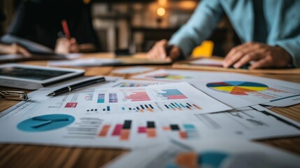 Fototapeta premium market indicators and financial ratios floating around a professional