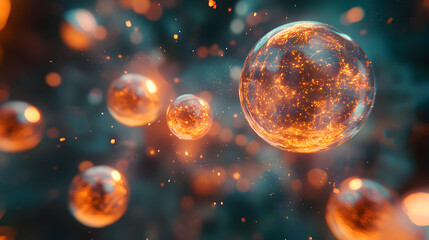 Naklejka premium Glowing Spheres 3D Abstract Background