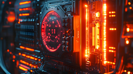 Fototapeta premium Futuristic 3D Render of a Computer Motherboard