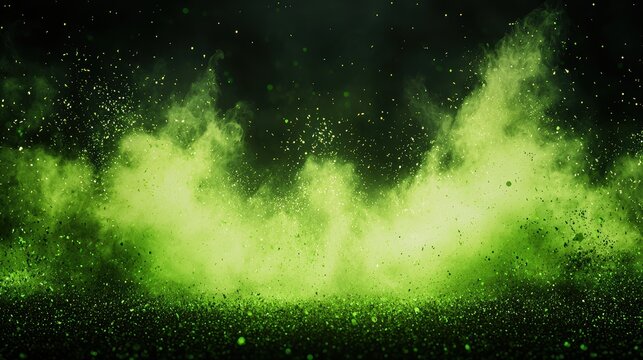 A green smokey background with a lot of green and white specks