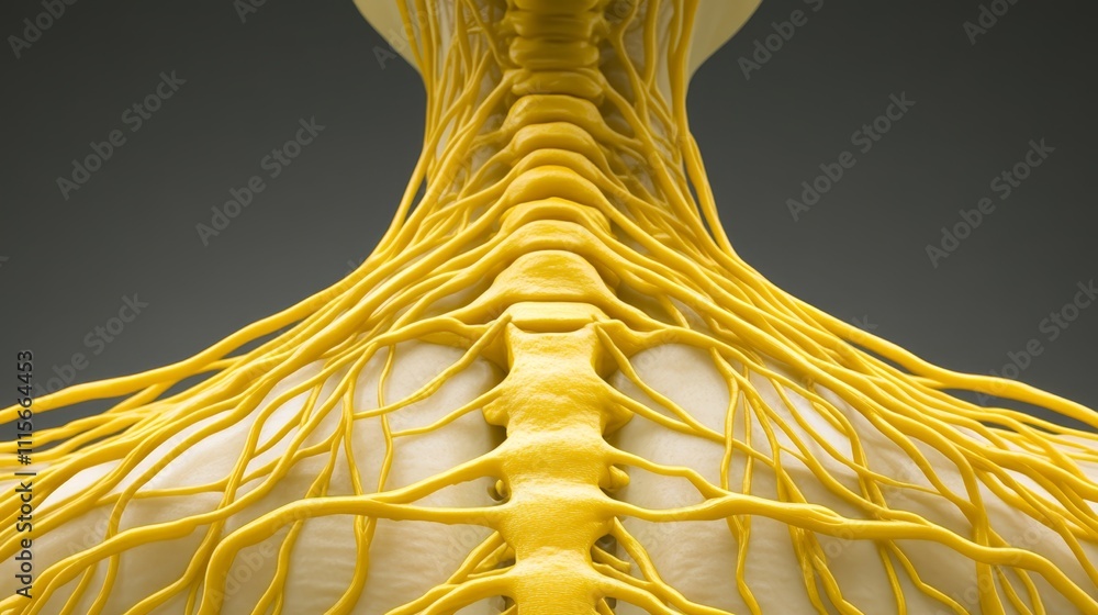 Poster closeup of human body nerves, exploring the intricate network of the nervous system and neural pathw