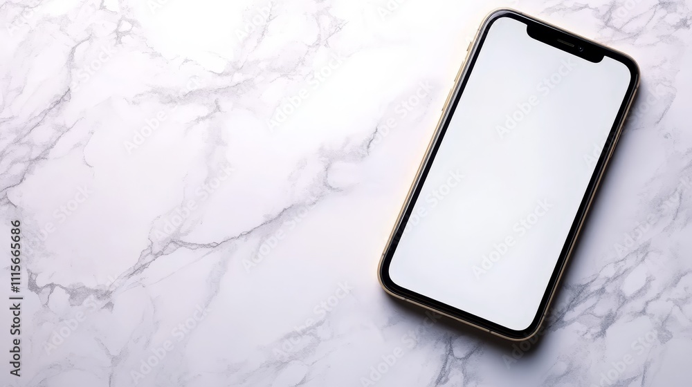 Poster sleek smartphone on marble table, a blank canvas for modern app and website design mockups