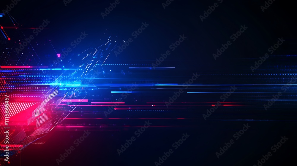 Poster abstract motion blur with neon lights and dynamic lines in dark background