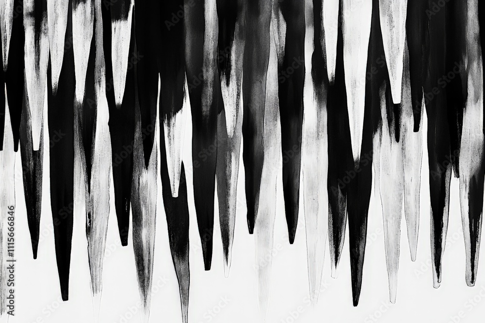 Aufkleber an abstract artwork featuring bold black and white strokes that dynamically interact, evoking emotio