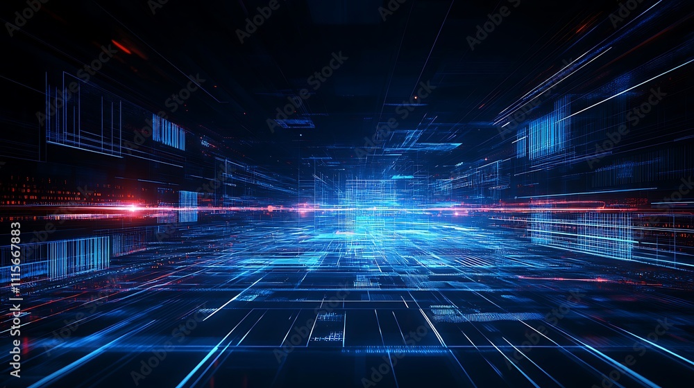 Aufkleber abstract technology background with light trails and data streams representing digital connections a