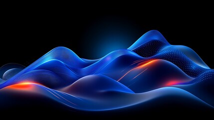 Fototapeta premium Abstract Waves of Blue and Orange Light on a Dark Background Creating a Stunning Visual Effect