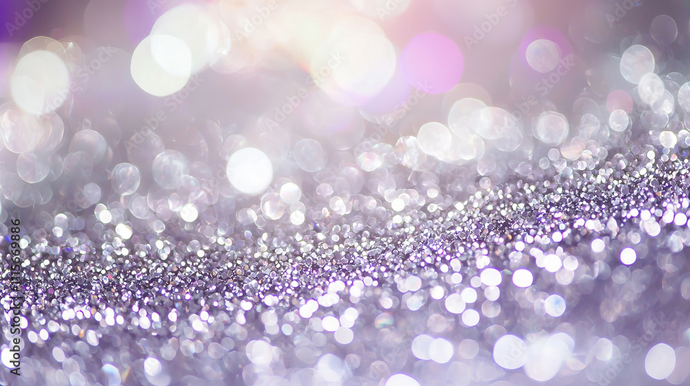 Poster glittering silver texture with shiny and luxury bokeh effect
