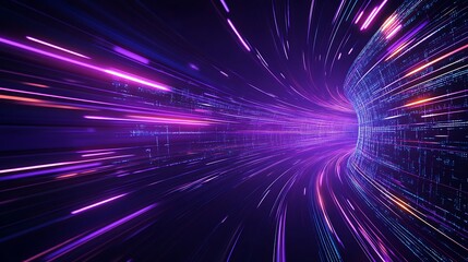 Fototapeta premium Dynamic Abstract Background of Light Rays and Colorful Streams in Futuristic Digital Space