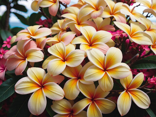 Fototapeta premium gelber Frangipani Busch
