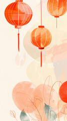 Fototapeta premium Vibrant festive lanterns celebrate cultural traditions in abstract design