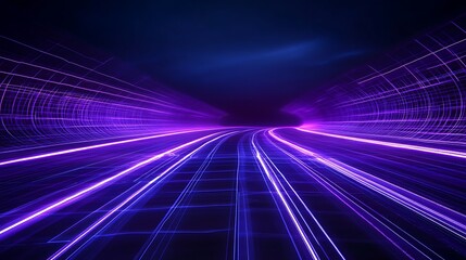 Dynamic Purple Light Trails on Dark Background Ideal for Abstract Art and Modern Technology Concepts