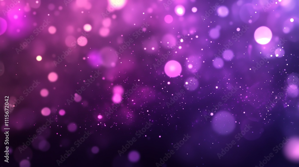Aufkleber abstract purple and pink background with bokeh circles and small sparkling dots.