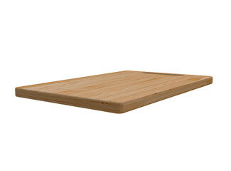 Wooden cutting board on a white background, close up