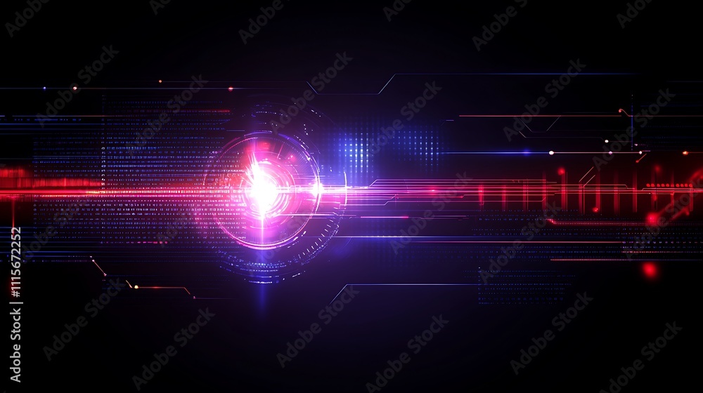 Poster futuristic abstract digital background with vibrant glowing light and high-tech circuitry design ele