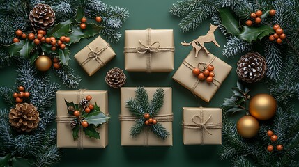 A Group Of Wrapped Presents

