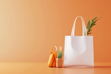 Textile tote bag mockup for shopping.