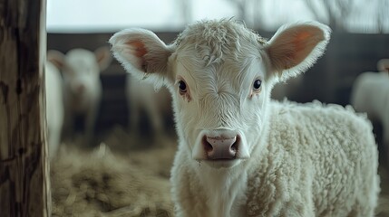 Fototapeta premium Close-up of a White Calf