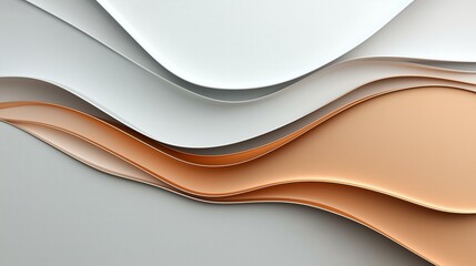 Obraz premium Abstract 3D Wavy Shapes: White and Gold Design