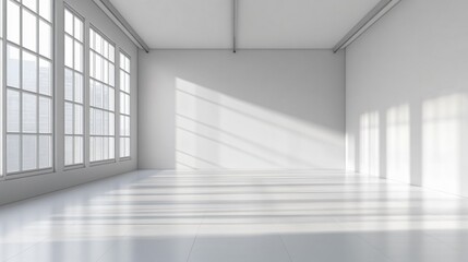 Fototapeta premium Sleek white architectural building with abstract design, set against a stunning city skyline and ocean view. The minimalist background, clean ground, and expansive sky provide the perfect commercial b