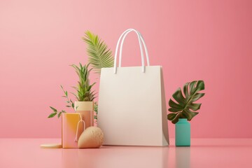 Textile tote bag mockup for shopping.