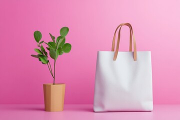 Textile tote bag mockup for shopping.
