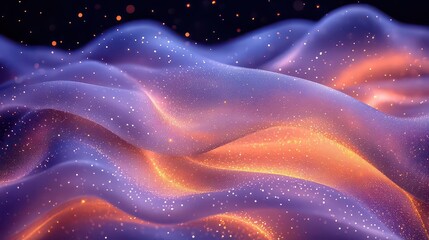 Obraz premium Abstract waves of vibrant colors and sparkling particles.