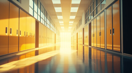 Empty school hallway, a silent testament to the passage of time and the fleeting nature of youth, where memories of laughter and learning linger in the air, waiting to be rediscovered.