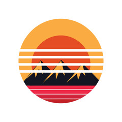 sunrise over mountain t-shirt vector illustration