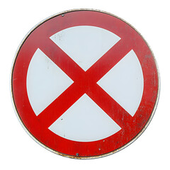 Fototapeta premium Round no entry traffic sign with a red circle and diagonal line isolated on a transparent background
