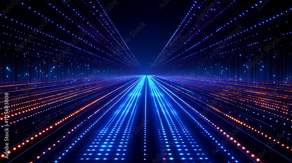 Poster futuristic digital pathway with glowing lines and lights creating a stunning visual perspective in s